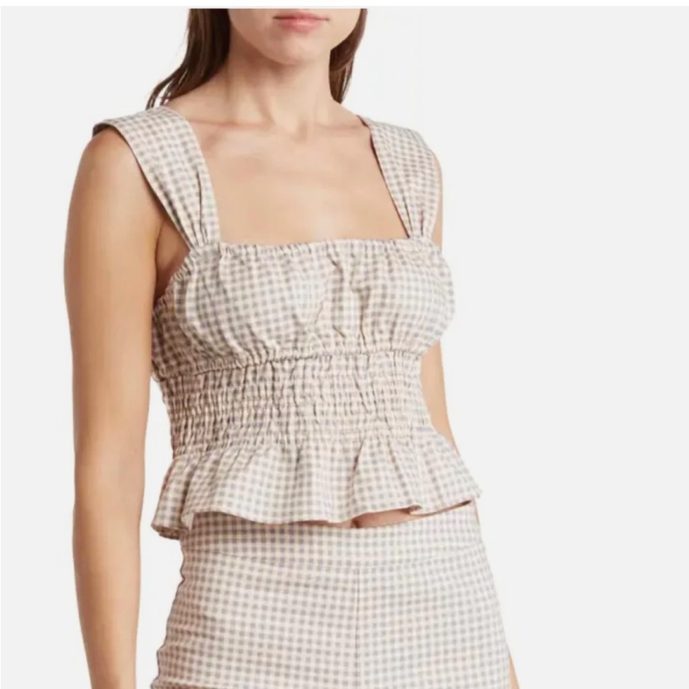 WeWoreWhat Gingham Smocked Crop Tank Top